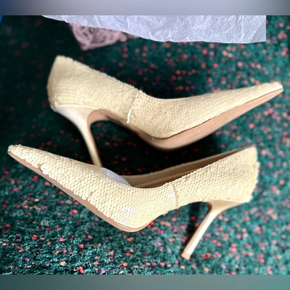 Jeffrey Campbell Risk Sequin Heels — NWT, Rare Neutral Colorway, Size 8